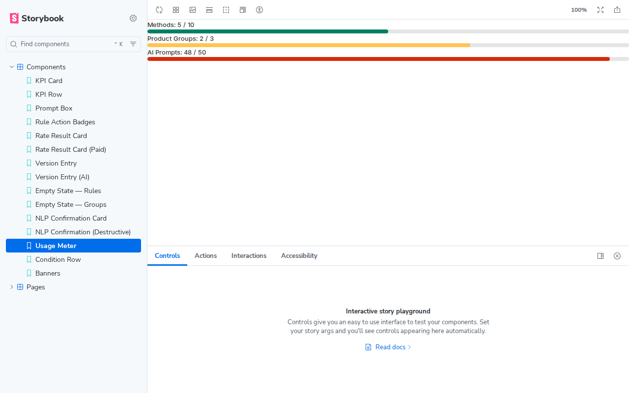 Usage meter showing three progress bars at different levels
